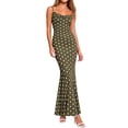 thumbnail image 2 of Xdegoge Prom Dresses for Women Slim Fit Spaghetti Strap Cowl Neck Maxi Dress Polka Dot Mermaid Ruffle Hem Evening Dresses Formal Wedding Guest Party, 2 of 7