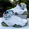 thumbnail image 1 of Ni - ke Ni - ke Air Jordan 7 Retro N7 White Ice Cube Blue Mens 12 744804-144 Sneakers, 1 of 5