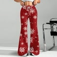 thumbnail image 2 of Women's Fashion Loose Drawstring Waist Christmas Plaid Printed Casual Sports Pants Casual Flared Pants, Comfortable and Stylish Bottoms for Home and Outdoor Wear, Deep Red, M, 2 of 8