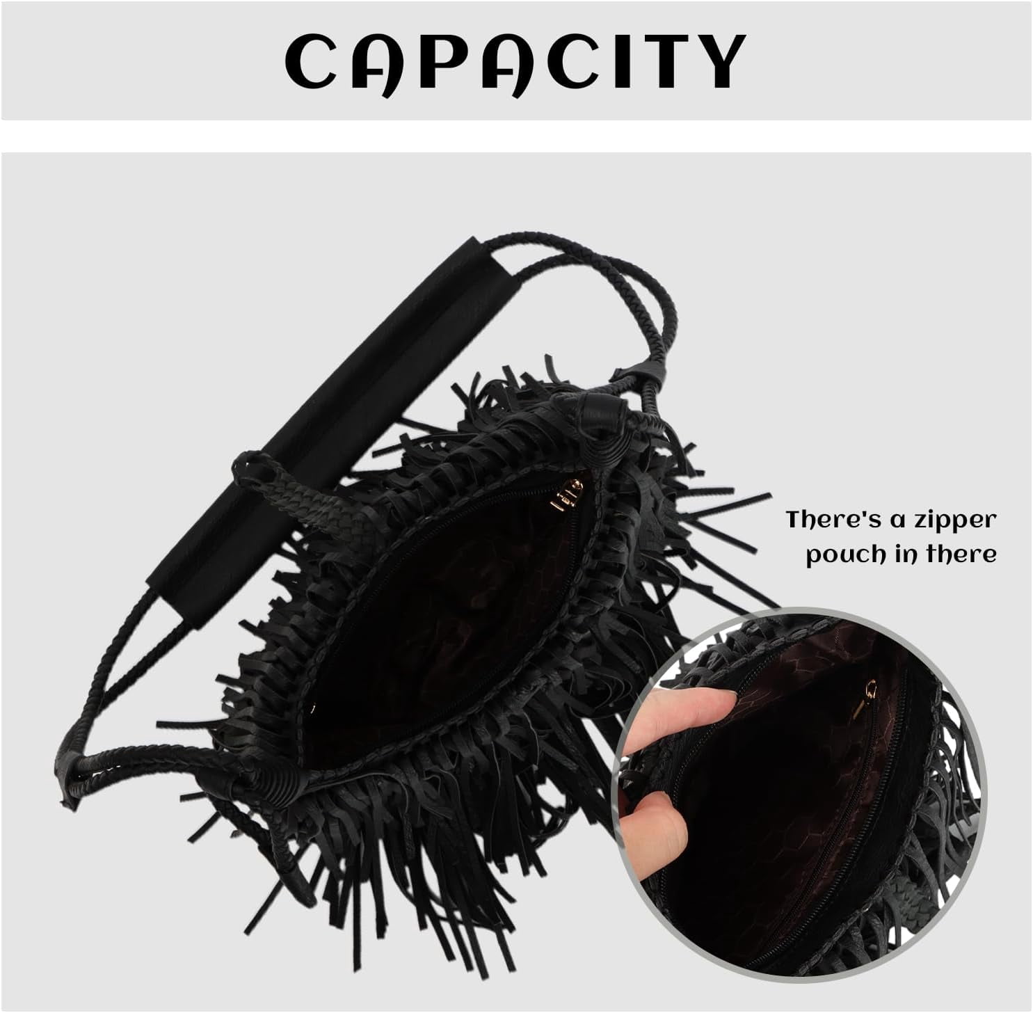 Vintage Fringe hobo bags for Women Vegan Faux Suede Leather Tassel Crossbody Bag Fringe Purse