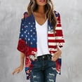thumbnail image 2 of Abomasnow Women's Plus Size Jackets Independence Day Long Sleeve V-Neck Printed Cardigans Casual Soft Lightweight Coats, 2 of 5