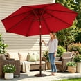 thumbnail image 5 of Pipopa 9FT Outdoor Patio Umbrella with Push Button Tiltand Crank, Ourdoor Market Leisure Umbrella for Beach, Garden, Yard, Home, Pool, Red, 5 of 8
