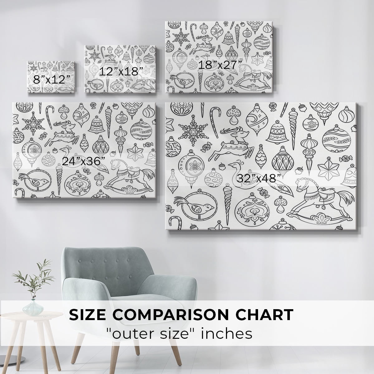 Vintage Ornaments- Gallery Wrapped Canvas