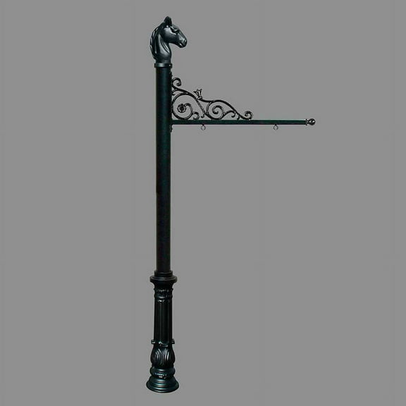 QualArc REPST-701-BL 5 in. Prestige Real Estate Sign System with Horse Head Finial & Ornate Base - Black Color