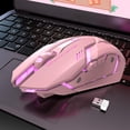thumbnail image 4 of Ratón Óptico Inalámbrico Sunnimix 2.4G Recargable con Receptor USB 3 Niveles de DPI Ajustables Rosado, 4 of 8