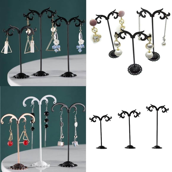 3x Barre en T Fer pour Boucles d'Oreilles Collier Présentoir à Bijoux Support Blanc Noir-Onde