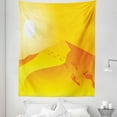 thumbnail image 1 of Dune Tapestry, Digital Cartoon Scene with Desert Sand Hills Sun and Footprints, Fabric Wall Hanging Decor for Bedroom Living Room Dorm, 5 Sizes, Yellow Orange, by Ambesonne, 1 of 1