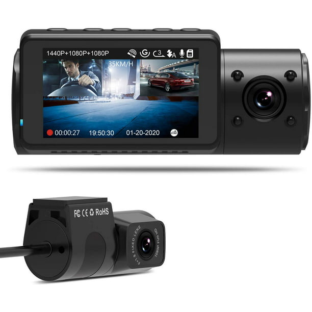 Vantrue N4 Dash Cam 3 Channel 1440P Front & 1080P Inside & 1080P Rear Dash Cam