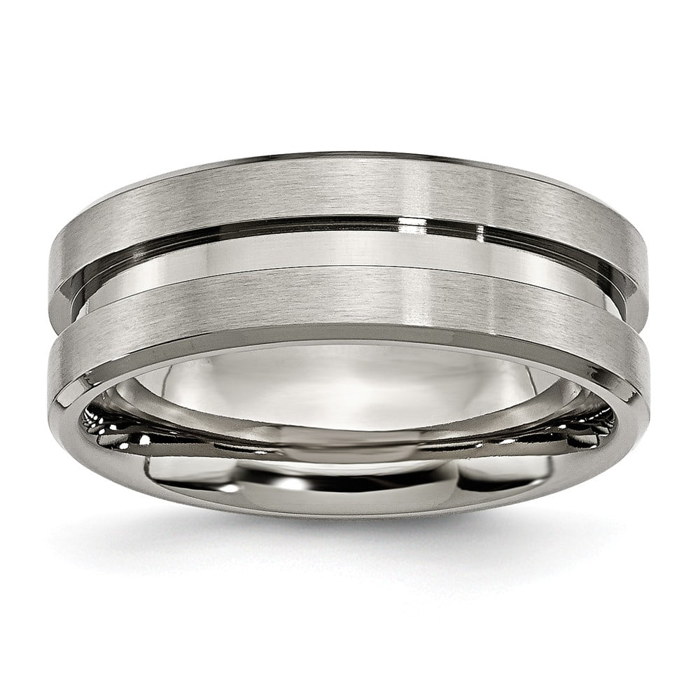 Titanium Grooved 8mm Brushed And Polished Band Size 9.5