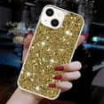 thumbnail image 2 of Compatible with iPhone 15 Plus Case Gel Glitter Sparkle Bling Women Girls Cases Cute Rubber Slim Soft Silicone TPU Shockproof Drop Phone Protective Cover for iPhone 15 Plus,Gold, 2 of 6