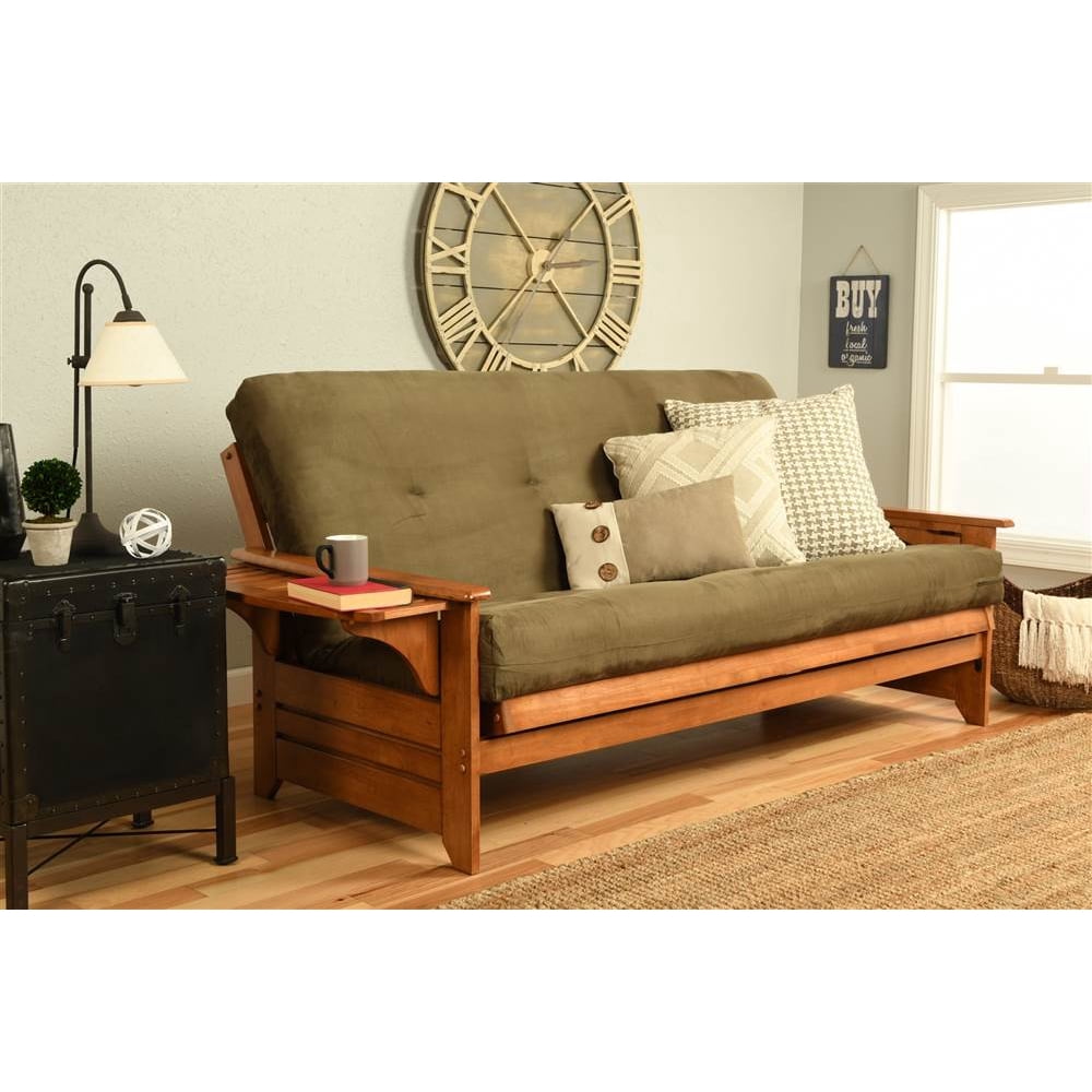 Futon Frame and Mattress Set in Barbados and Suede Olive Finish