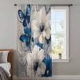 thumbnail image 4 of White Blue Flowers Sheer Curtains 96 Inches Long, Vintage Elegance Butterfly Floral Light Filering Curtains, Privacy Drapes Simi Floor to Veiling Curtain for Living Room Bedroom Window Treatment, 4 of 9