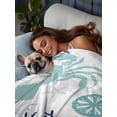 thumbnail image 3 of Turquoise Crab Coastal King Size Flat Sheet, Wrinkleproof & Fadeproof Cooling Flat Bed Sheet Only, Summer Coral Nautical Breathable Soft Bedding Top Sheets 105 x 98 Inches, 3 of 8