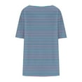 thumbnail image 5 of QUNYINEY Short Sleeve Spring Tops for Women 2025 Crew Neck Casual Striped Blouses Loose Pleated Plus Size Pullover Tops, 5 of 6