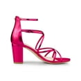 thumbnail image 3 of BLISSFUL STEP Women's Strappy Crisscross Strap Block Heels Sandals Hot Pink 7.5, 3 of 7