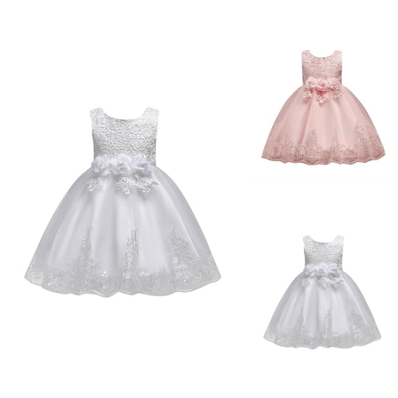 Girls Net Sleeveless Dress for Kids Elegant Party Fairy Outfit Floral Gown Dress Girls Dresses for Birthday Wedding Pageant Celebration formal