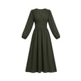 thumbnail image 6 of GUACER V Neck Midi Dresses for Women Long Sleeve Puff Sleeve Wrap Waist A-Line Polka Dot Elegant Dresses for Wedding Guest Fall, 6 of 6