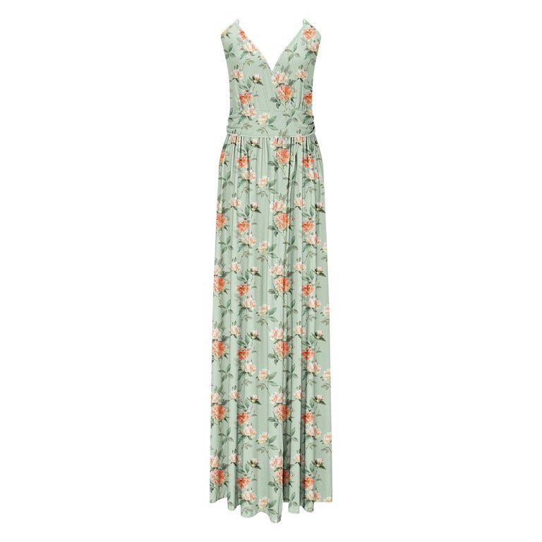 Vetsdori Womens Sleeveless Maxi Dresses Plain Summer Slip Dress Casual Pleated Sundress,Beach Mujer Dress for Junior V-Neck, Women's, Size: XL