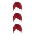 thumbnail image 2 of Maytalsory Bandeau pour Femmes Plissé Pré-Noué Bonnet Tricoté Turban de Soleil Rouge Vin 3Ensemble, 2 of 6
