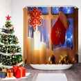 thumbnail image 5 of KOMOO 2.36inch 3D Christmas Printed Shower Curtain Waterproof Mildew-proof Bathroom Decor Hanging Curtains Santa-Element Shower Curtain, 5 of 7