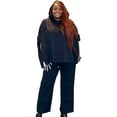 thumbnail image 3 of Women’s Black Plus Size Oversized Poncho Hoodie Set, 3 of 7
