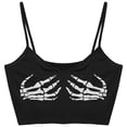 thumbnail image 6 of Sexy Club Women Summer Crop Top Camis Punk Y2K Harajuku Black Sleeveless Human Skeleton Skull Hand Printed Tights Vest Femme-Black-XXL, 6 of 6
