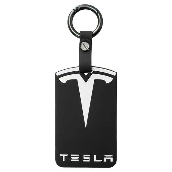 Tesla Key Card Holder Silicone Anti-Scratch with Key Chain - Black