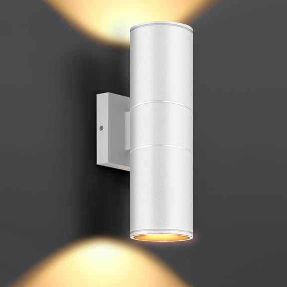 GCGAFUL 12 Inch LED Outdoor Wall Lights, White Hardwired Porch Sconce, 2700K Waterproof Lighting for Front Door, Patio
