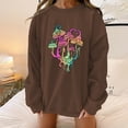 thumbnail image 2 of Womens Plus Size Blouses Fall Loose Fit Crew Neck Long Sleeve Bubble One Shoulder Mushroom Print Leisure Cotton Sweatshirt Hoodie(Brown,XL), 2 of 7