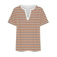 thumbnail image 4 of ALLLIST Notch Neck Summer Tops Orange Striped Short Sleeve Button Oversized T-Shirts Casual Dress Blouses for Women, 4 of 4