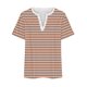 thumbnail image 3 of Blusas para las Mujeres Casual Oversized Rayas Impreso Botón Cuello en V Top, Tops Cortos para las Mujeres, 3 of 4