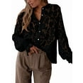 thumbnail image 3 of Blusa Informal Elegante de Encaje para Mujer, Camisa de Larga con Botones, Ropa de Moda para y Otoño Negro L, 3 of 9
