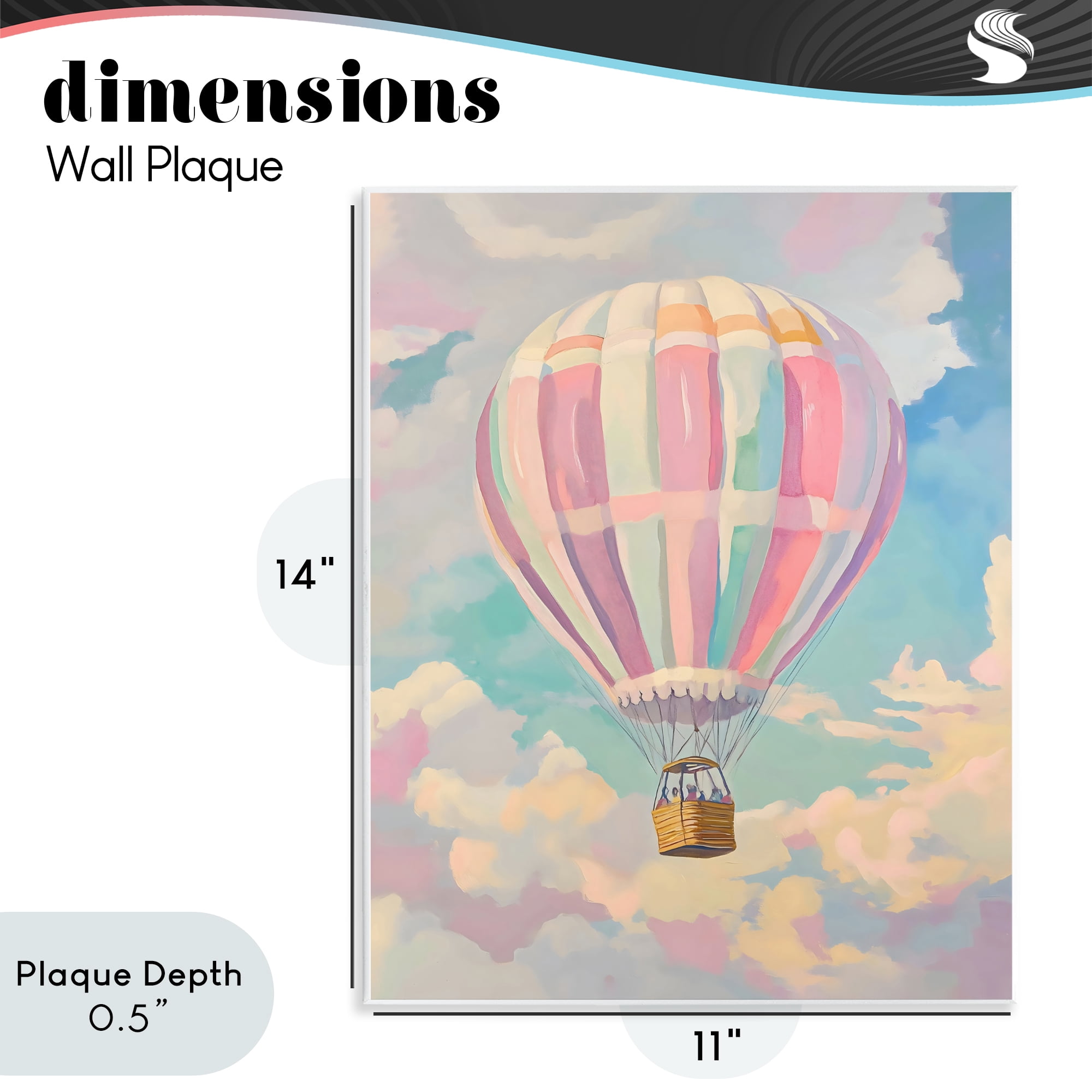 Stupell Industries Pastel Hot Air Balloon Wall Plaque Art, design by The Prints Vibe