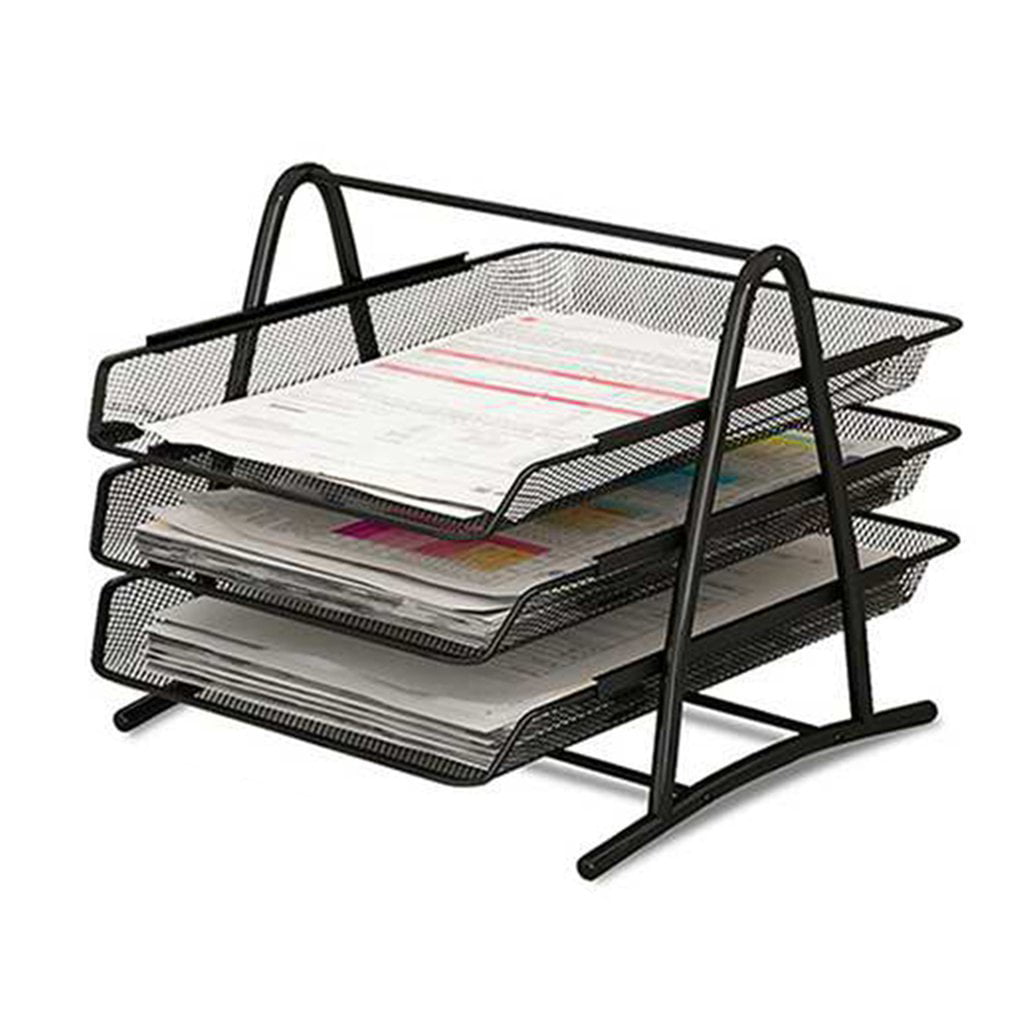 3Tier Office Desk Document File Organiser Paper  Magazine Holder Rack Stand Mesh