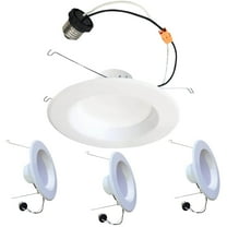 Diodesy- Pack of 4 LED14REC/5/6/930/WHRD/D 5/6 Inch LED Flush Mount Retrofit Ceiling Downlight, Round Recessed Baffle Trim, E26 Dimmable, 3000K Soft White, 14W (75 Watts Equiv.), 1100 Lumen, UL Listed