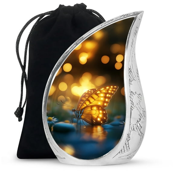 Glowing Butterfly Urns For Ashes Adult Mom - Burial Large Urn For Human Ashes Adult Male - Unique Urn For Funeral - Memorial Urns For Decorative - 10Inch And 200Lbs Capacity