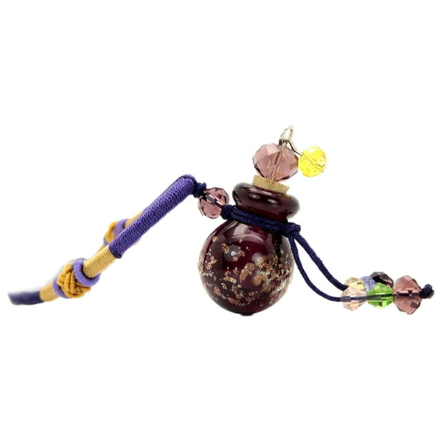 Lovely Glass Gourd Shaped Essential Oil Necklace Diffuser Refillable Perfume Bottle ,