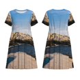 thumbnail image 3 of Bixox Robe d'Été à Manches Courtes pour Femmes Robe Ample Longueur Genou avec Poches-Lighthouse, 3 of 7