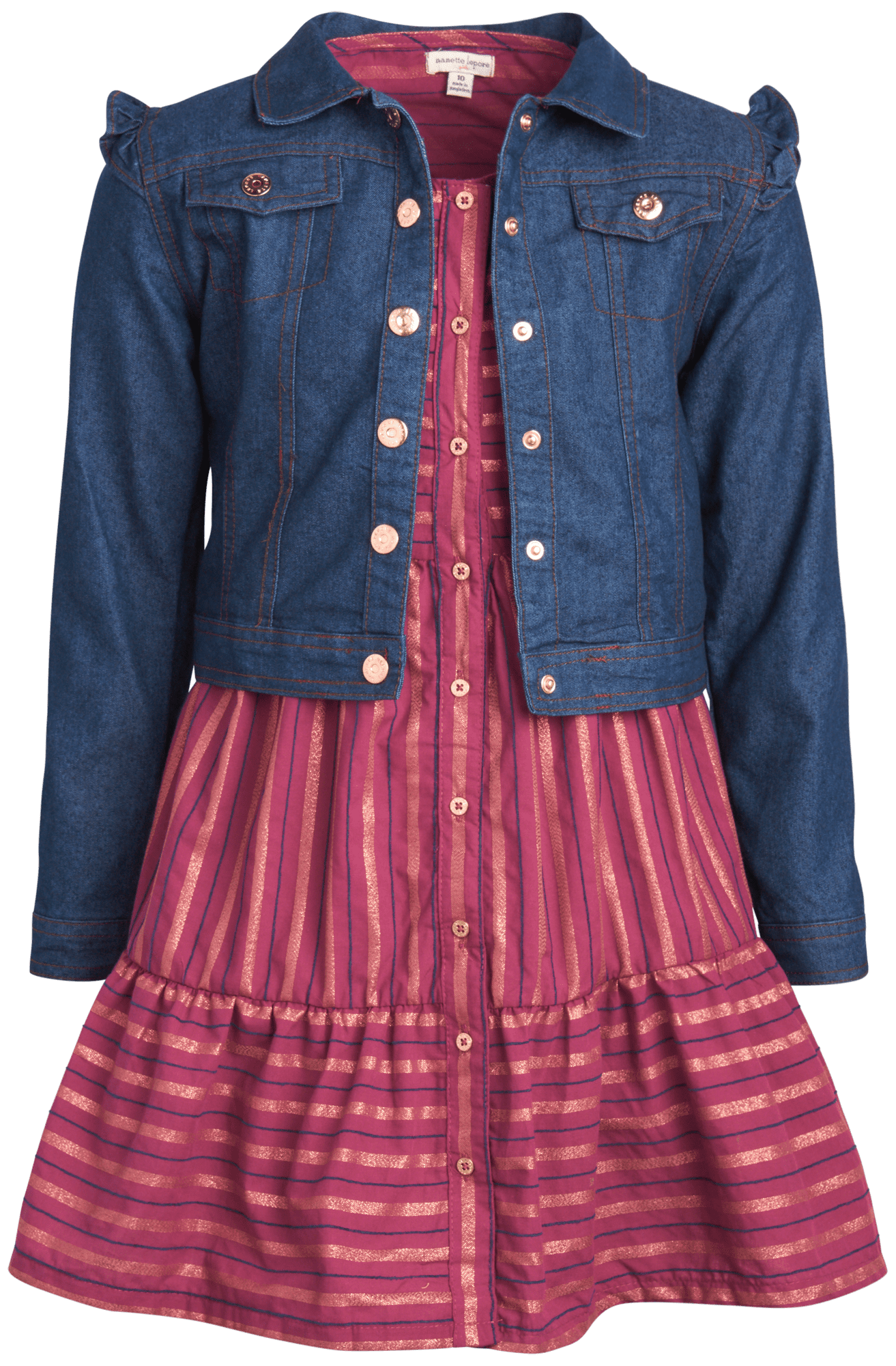 Nanette lepore Gジャン Nanette Lepore Girls' Dress Set - 2 Piece Sundress and Denim