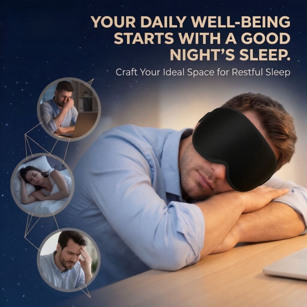 FACEMOON Memory Foam Weighted Soft Adjustable Blackout Sleep Eye Mask for Sleep Support w/ Storage Bag, 2 Pack