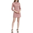 thumbnail image 2 of Allegra K Women's 3/4 Sleeve Button Down Denim Slim Fit Shirt Dress, 2 of 6