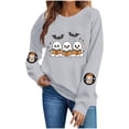 thumbnail image 3 of FAVIPT Women's Halloween Sweatshirts Cute Ghost Print Pullover Long Sleeve Crew Neck Casual Sweatshirt 2026 Gray,M, 3 of 8