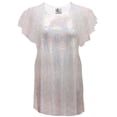 thumbnail image 1 of Plus size 0x Petite Womens Soft Peach Aurora Designer Print Tunic Tops Casual Ruffled Sleeve Shirts Blouses, 1 of 4