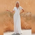 thumbnail image 2 of IDOPIP Women’s Casual Boho Floral Lace V-Neck Dress Embroidery Cocktail Maxi Dress Wedding Evening, 2 of 8