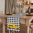 thumbnail image 2 of Yellow Truck Table Runner, Farmhouse Bee Daisy Black White Buffalo Plaid Washable Cotton Linen Table Runners 60 Inches Long, Dresser Scarf Runner for Coffee/TV Stands/Kitchen/Cabinets 13''x60'', 2 of 9