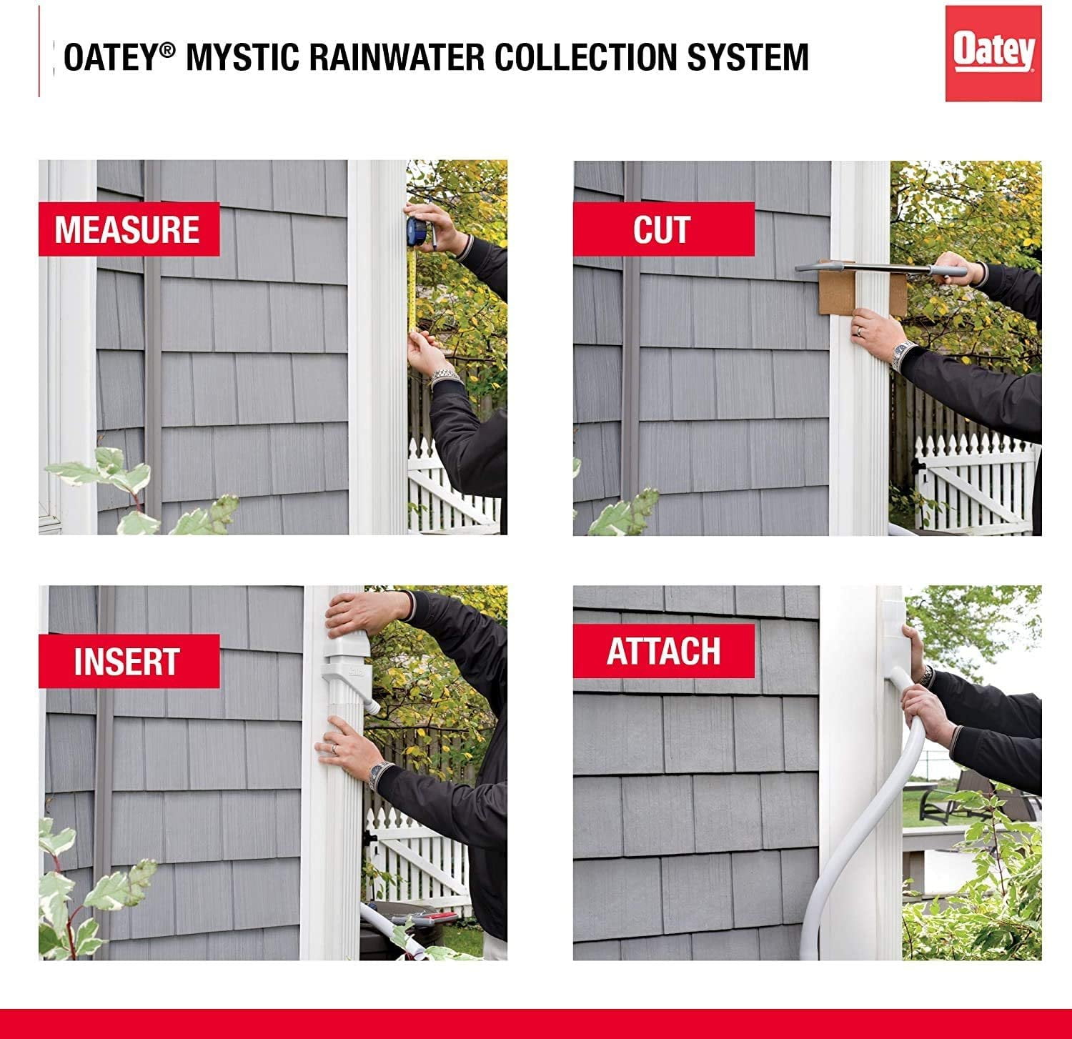 Oatey Mystic Rainwater Collection System Fits 2" X 3" Residential Downspouts 4-Pack — Residential Use, Standard Application