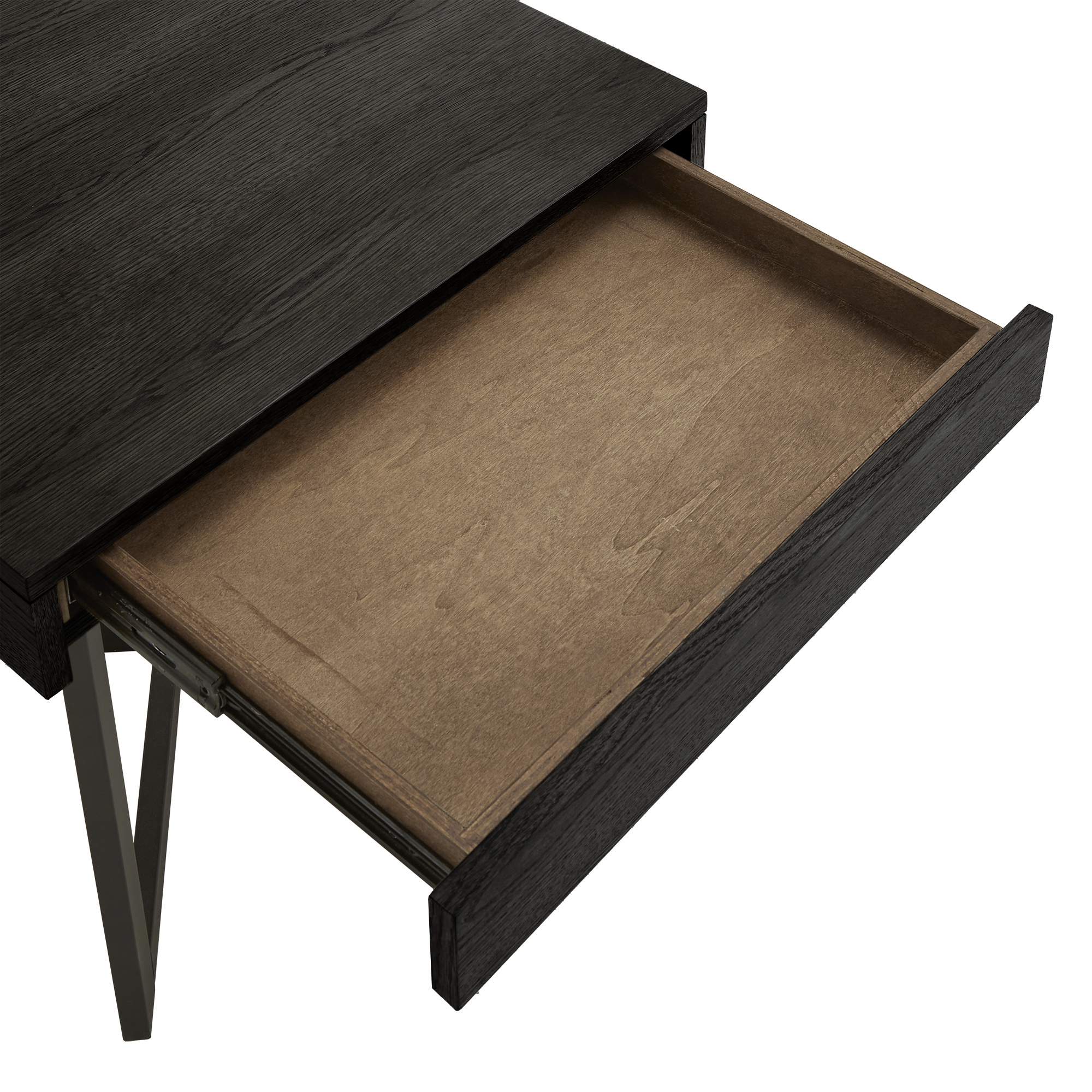Weston Home Nadian Wood and Metal End Table with Drawer in Brown and Black