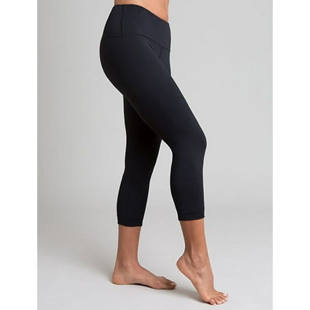 Black Three-Quarter Legging Yoga Pants - L (Best Yoga Pants For Cellulite)