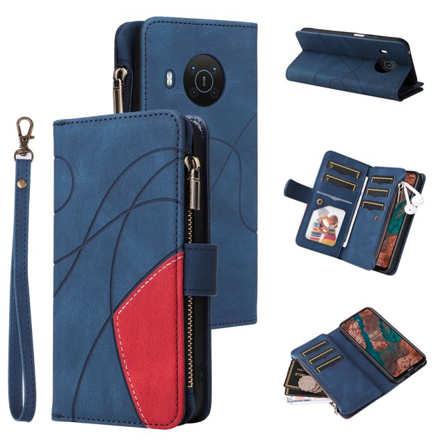 Compatible with Nokia X20/ X10 Wallet Case with Card Slots PU Leather Zipper Flip Folio Cover