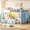 Blue, variant on Twin Size Low Loft Bed with 7 Drawers & Bookshelf Reading Nook & Upholster Cushioned Seats LED Under-bed Play House Metal Platform Bed Small Space Furniture Blue
